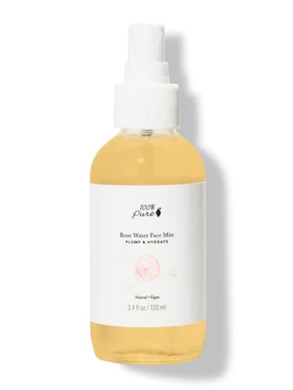 100% Pure Rose Water Face Mist Hydrating Hyaluronic Acid Vegan NIB 3.4oz